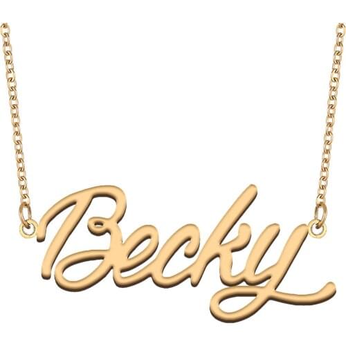Becky Name Necklace for Women Stainless Steel Jewelry 18k Gold Plated Nameplate Pendant Femme Mother Girlfriend Gift