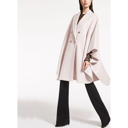 Savabien Solid Long Sleeve Wool Trench Coat Cloak Lapel Loose Casual Oversized Elegant Runway Cape Coat Korean Warm Woolen Coat