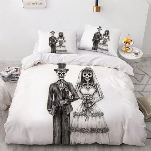 Black Color Duvet Cover Simple hand-painted Skull Bedding Set King Queen Comforter Sets 14 Different Size With 1/2 Pcs Pillowcas