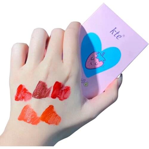 5 Colors Lipstick Lip Glaze Smoke Tube Lip Mud Suit Blueberry Yogurt Strawberry Milkshake Creative Cosmetics Makeup Lip Tint