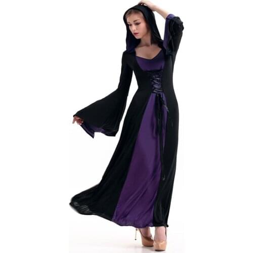 Deluxe Wicked Queen Costume Adult Witch Evil Sorceress Cosplay Dress 3 Colors Halloween Fancy Hooded Floor Length Dress A416506