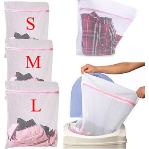 1Pcs Zippered Mesh Laundry Wash Bags Foldable Thicken Delicates Lingerie Underwear Washing Machine Clothes Protection Net Hot