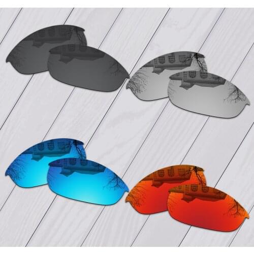 E.O.S 4 Pairs Black & Silver & Ice Blue & Fire Red Polarized Replacement Lenses for Oakley Half Jacket Sunglasses
