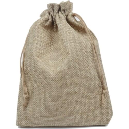 50pcs 13x18cm Natural Color Jute Bags burlap Drawstring Bags Candy Gift Beads Jewelry Bags For Storage Wedding Decoration