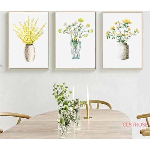 Light Yellow Flowers Wall Art Canvas Painting Nordic Posters And Prints Wall Pictures For Living Room Modern Home Decoration