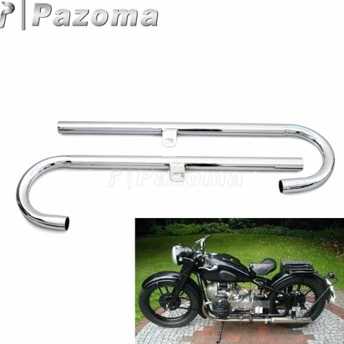 1 Pair 32HP Motorcycle Exhaust Muffler Steel Front Exhaust Pipes Tube for BMW K750 M1 M72 R71 R12 and Dnepr MT12 Side Ca