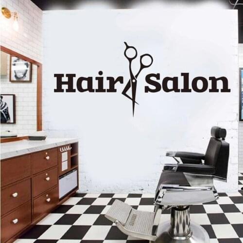 Large Hair Salon Scissors Barber Window Wall Sticker Barbershop Stylist Hair Salon Wall Decal Vinyl Hairdress Decor