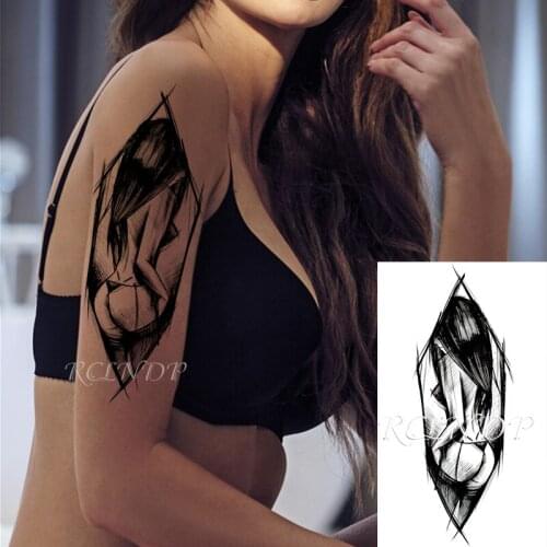 Waterproof Temporary Tattoo Sticker Prajna Sexy Girl Geometric Patterns Fake Tatto Flash Tatoo Hand Arm Body Art for Men Women