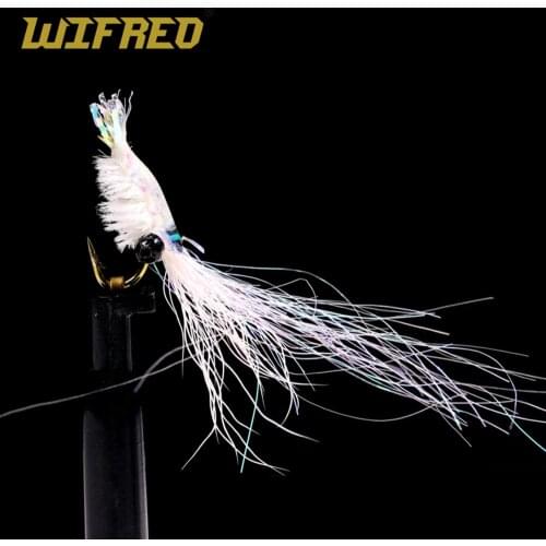 Wifreo 4PCS #16 Mini Shrimp Nymph Fly UV Flash Back Trout Fishing Artificial Bait For Lure Fishing Saltwater Freshwater Flies