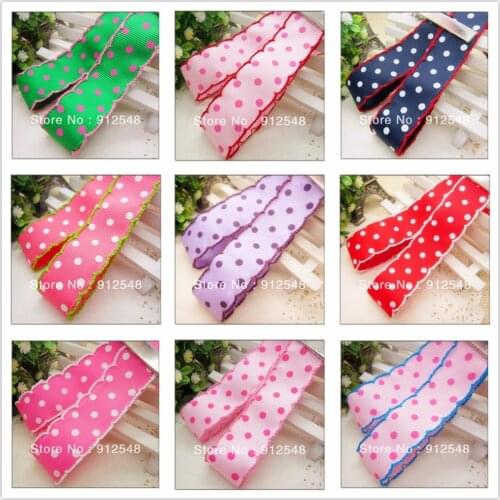 YJHSMY 7/8" 22mm 9style 5yards/lot Printed Three Dots Ribbon Crochet Grosgrain,9 color mix,MMsd010