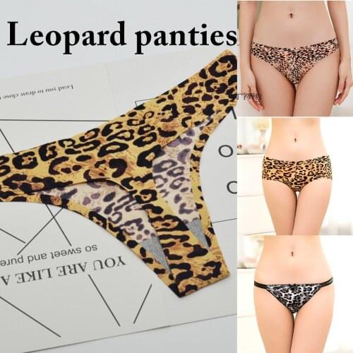 Women Leopard panties Sexy G-String Thong Bow low waist Panties ice silk underwear Breathable cool Ultra-thin Panties New Sale