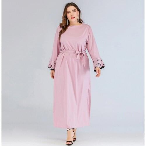 Women Dress Belt Decoration Pink Oversized Long Dress Fashion Patchwork Long-sleeve Loose Casual Ladies Maxi Dresses