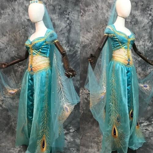 Live Action Movie Lamp Cosplay Princess Jasmine Costume Adult Women Party Dance Dress Fancy Halloween Carnival Ball Gown