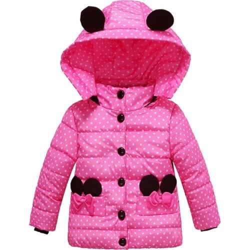 Boys and Girls Winter Coats Snow Warm Down Jacket Dot Cartoon Childrens Hoodie Jacket Clothes Toddler Kids Clothing For Girls