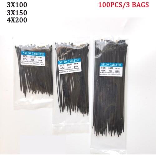 300 pieces of self-locking nylon cable plastic tie set 3*100 3*150 4*200 mro & industrial supply fasteners & hardware cables