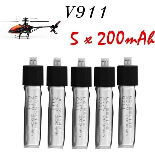 5pcs Barrery For Wltoys V911 Lipo Battery 3.7V 200mah RC Helicopter brushless motor Accessories Bag KV911-0005 F929 F939 BATTERY