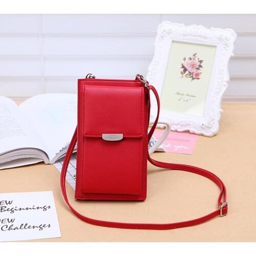 Brand Messenger Crossbody Bags Touch Screen Cell Phone Purse Bag Smartphone Wallet Metal Leather Shoulder Strap Handbag Women Ba
