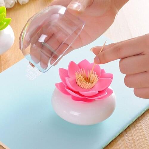 Decorative Lotu-shaped Toothpick Holder Container Household Toothpick Storage Box Toothpick Dispenser Case