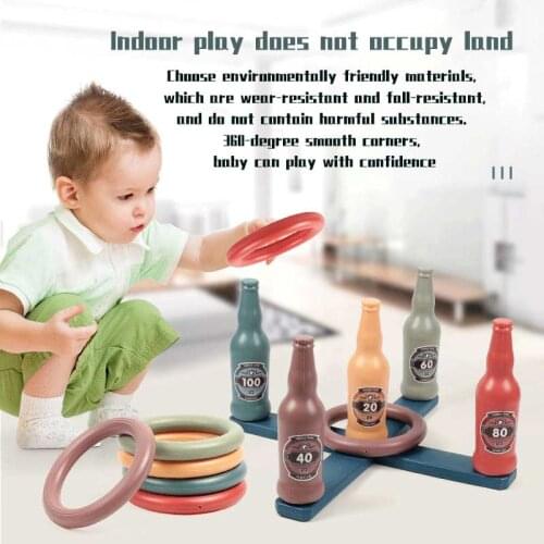 Children Outdoor Fun Sports Toy Circle Ferrule Game Beer Bottle Throwing Hoop Fitness Equipment Parent-child Interactive Gift