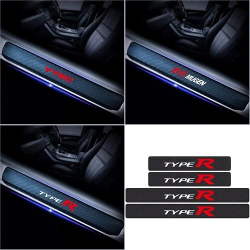 For Honda Civic City Mugen TYPER VTEC Accord Odyssey Spirior CRV Car Styling 4Pcs Carbon Fiber Door Sill Scuff Car Stickers