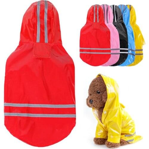 PU Raincoat for Dogs Cats Apparel Clothes Wholesale Summer Outdoor Puppy Pet Rain Coat S-XL Hoody Waterproof Dog Rain Jackets
