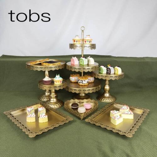 7PCS 3 TIER DISPLAY CUPCAKE IRON TIRE BIRTHDAY TOOL PLATE POP WEDDING TRAY CAKE DECORATION STAND