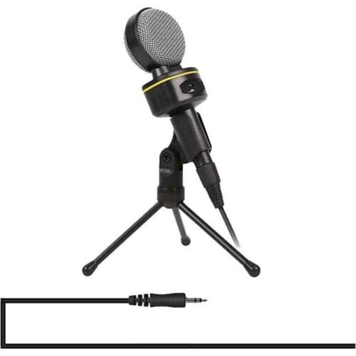Microphone With Tripod, Wired Stereo, 3.5mm Condenser Recording Microphone, Laptop Live Game Chat And Karaoke Microphone (Black)