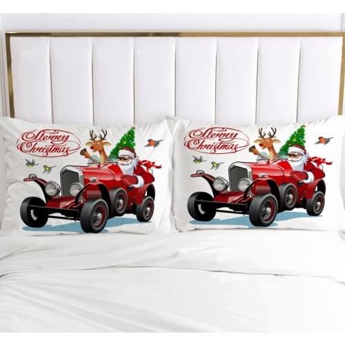 2pc Pillow Case Pillowcase 50x70 50x75 Decorative Pillow Cover Christmas Car Santa Claus Cartoon Kids Bedding for Baby Children