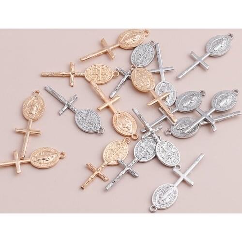 10pcs 16*37mm Metal Cross Jesus Charms Pendants Necklaces Bracelets Gold Silver Color Pendants Beads Diy Jewelry Making