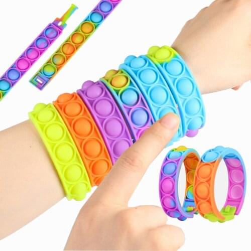 Pops bubble its fidget simple dimple rainbow silicone bracelet toy anti stress releif anxiety sensory for adhd autism children