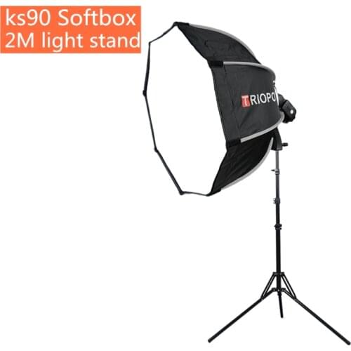 TRIOPO ks90 90cm Flash Speedlite Softbox Portable Outdoor Octagon Umbrella Softbox With 2m light stand for ptoto studio