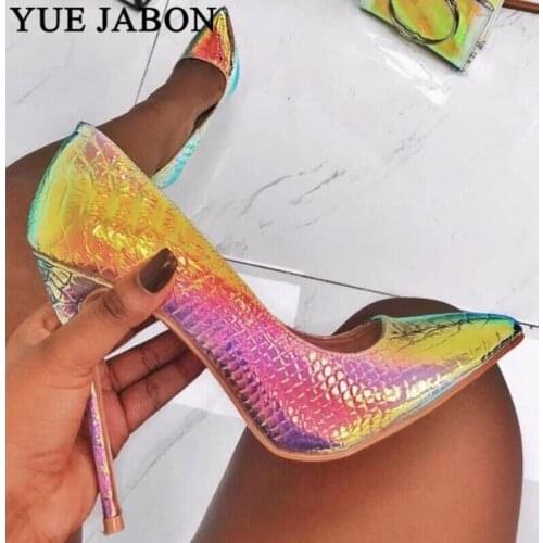 Real Photos Women Pumps Snake Pattern Pointed Toe Thin Heels Shoes Woman Platform Shoes Designer Shoes Women Heels 12cm/10cm/8cm