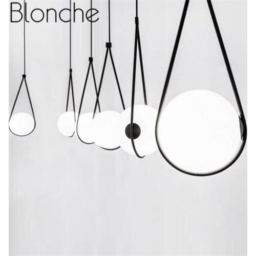 Nordic Glass Hanging Lamps Luminaire Leather Pendant Light Fixture Kitchen Living Room Bedroom Lighting Bedside Designer Decor