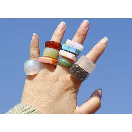 Vintage Waterproof Resin Chunky Rings For Women Colorful Acrylic Geometric Mens Finger Ring Women Jewelry 2021 Wedding Gift