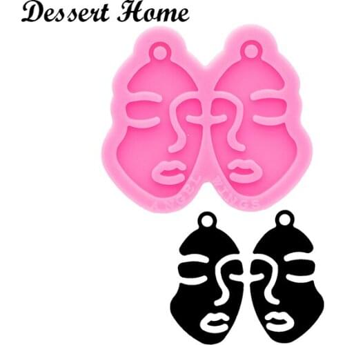 DY0736 Bright Girl face Mold Resin Craft for Earring, Woman head Chocolate Silicone Molds, DIY Epoxy Jewellery Making