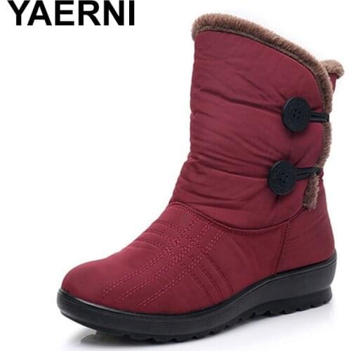 YAERNI snow boots 2019 brand women winter boots button lady shoes non-slip waterproof Flexible women fashion Casual bootsE1183