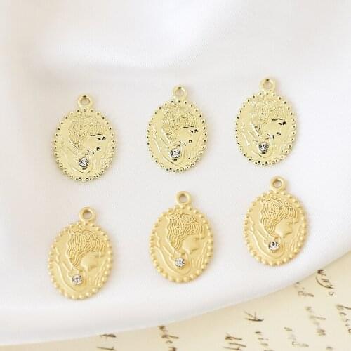 10pcs Retro Notre Dame beauty head oval pendant vintage Earrings for Women diy handmade jewelry necklace accessories