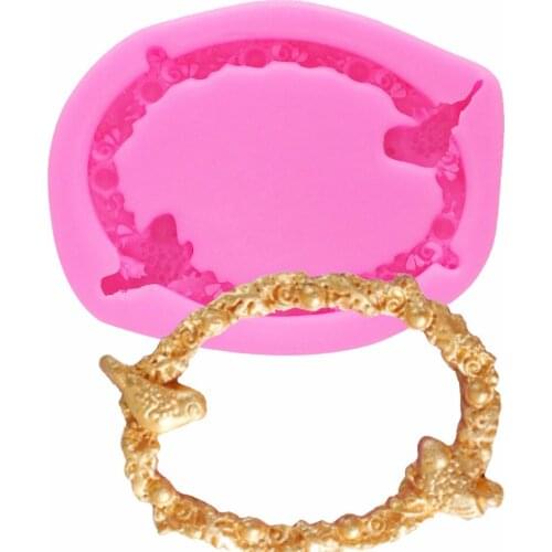 3D Photo frame and bird diamond cake decoration tool gem baking Paste Mold Silicone molds fondant mold T1137