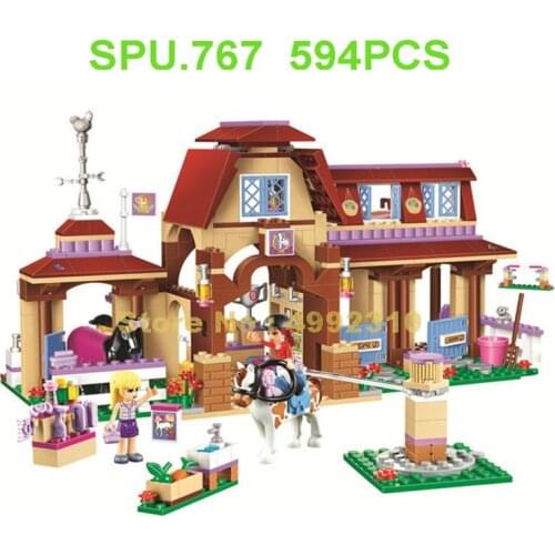 594pcs Riding Club Girl Horse Building Block 2 Dolls Toy