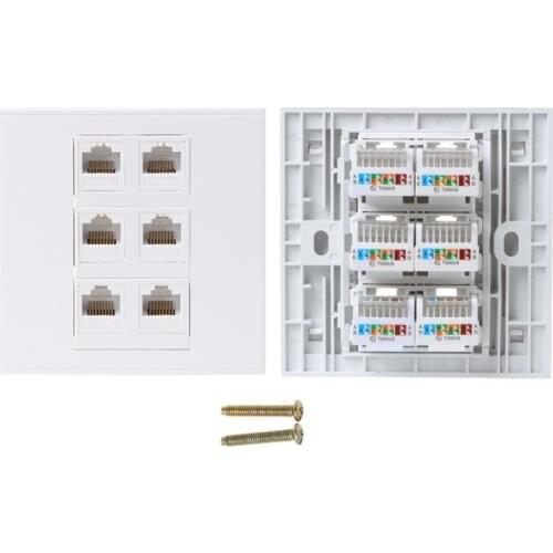 86 Type Computer Socket Panel CAT5E Network Module RJ45 Cable Interface Outlet 1to 6 Port