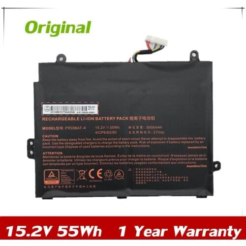 7XINbox 15.2V 55Wh Genuine P950BAT-4 Laptop Battery For Clevo 6-87-P950S-51E00