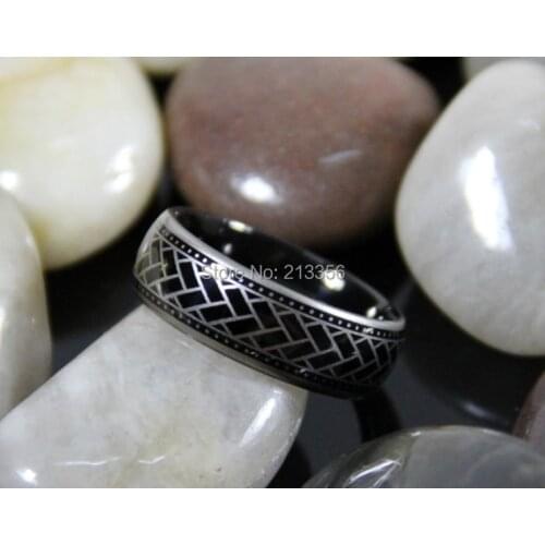 FREE SHIPPING USA WHOLESALE CHEAP PRICE BRAZIL RUSSIA CANADA UK HOT SALES 8MM TYRE PATTERN NEW MENS BLACK TUNGSTEN WEDDING RING
