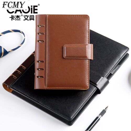 A5 A6 Loose-leaf Notebook Business Meeting Record Book Office Leather Binder Book Detachable Office Supplies