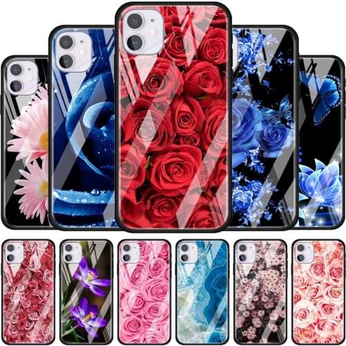 Large swath of pink flowers for Apple iPhone 12 Pro Max Mini 11 Pro XS Max X XR 6S 6 7 8 Plus Luxury Tempered Glass Phone Case