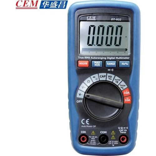 CEM DT-932 Digital Multimeter Automatic Range Ammeter Voltmeter Automatic Range Resistance Capacitance Frequency Temperature