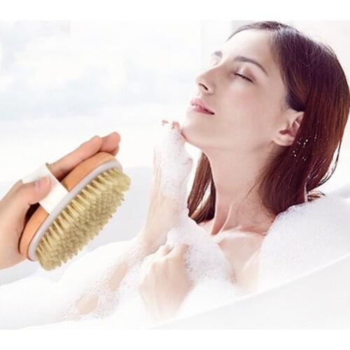 Wooden Shower Brush Without Handle And Wooden Hand Brush Exfoliating Shower Brush Bristle Shower Massage Brush