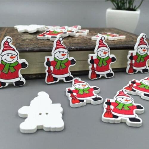DIY 100pcs Merry Christmas XMAS SNOWMAN Wooden Button Sewing Scrapbooking Craft 35MM