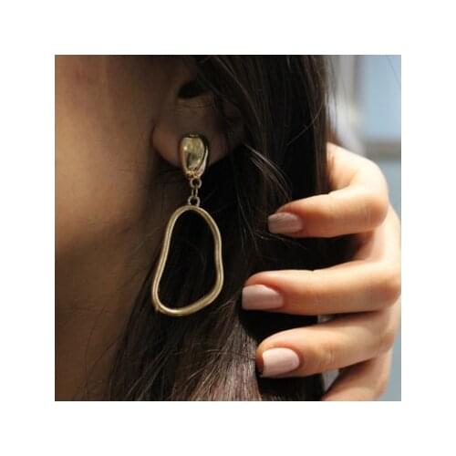 Gold Filled Irregular Circle Alloy Long Earrings Pendant Women Accessories Geometric Female Earrings Fashion Metal Jewelry Gifts