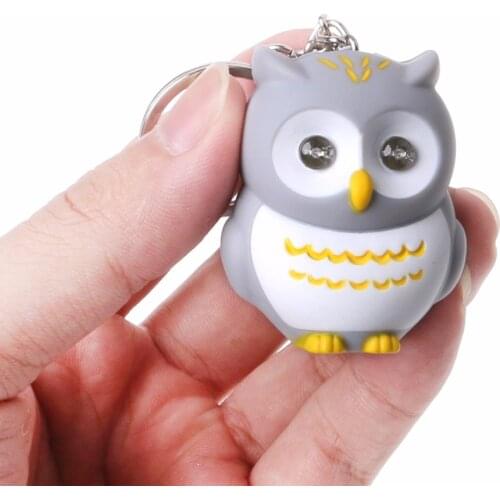 HBB Funny LED Light 3D Cartoon Owl Keyring Sound Hooting KeyChain Design Gift Kid Toys