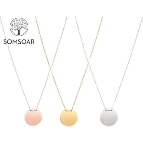 Customization Plain Circle Engravable Disc Round Chain Necklace Stianless Steel Necklaces laser logo name 50pcs/lot